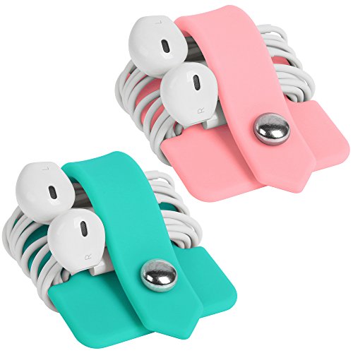 Cord Organizer Earbuds Holder Earphone Wrap Earphones Organizer Headset Headphone Earphone Wrap Winder Cord Manager Cable Winder Set of 2 - color: Pink+blue