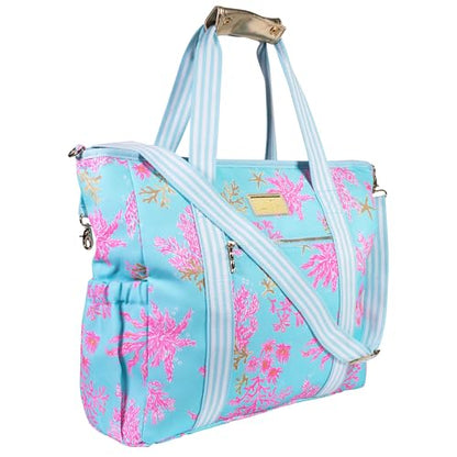 Lilly Pulitzer Beach and Picnic Cooler, Insulated Bag with Adjustable Shoulder Strap and Zipper, Soft Cooler - color: Royal Coral