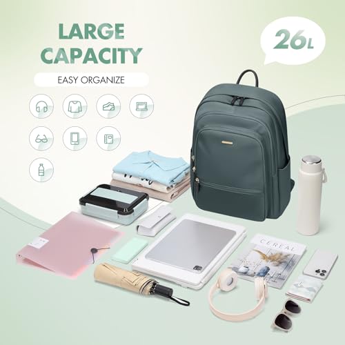 GOLF SUPAGS 15.6 Inch Women's Laptop Backpack, Water Resistant Work College Travel Daypack, Everyday Commuter Bag for Teacher Nurse (Atrovirens) - color: Atrovirens