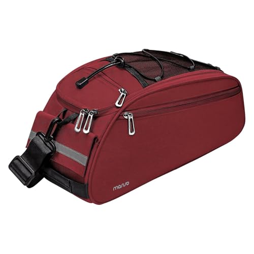 MOSISO Bike Rack Bag, Waterproof Bicycle Trunk Pannier Rear Seat Pouch Cycling Bike Carrier Backseat Storage Luggage Saddle Shoulder Bag - color: Red