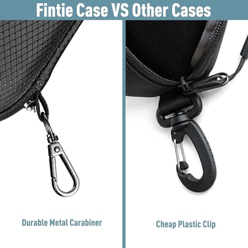 FINTIE Sunglasses Case, Hard EVA Shell Shockproof Sport Glasses Case with Metal Carabiner Travel Zipper Eyeglasses Holder - color: Black