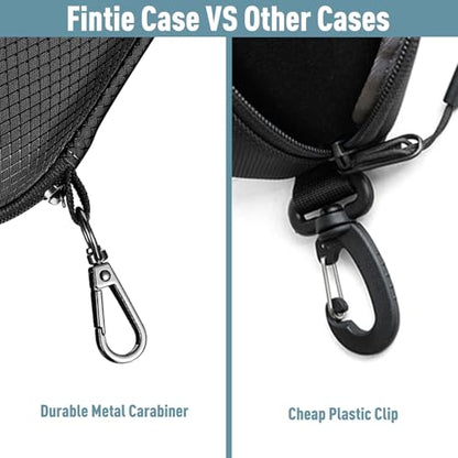 FINTIE Sunglasses Case, Hard EVA Shell Shockproof Sport Glasses Case with Metal Carabiner Travel Zipper Eyeglasses Holder - color: Black