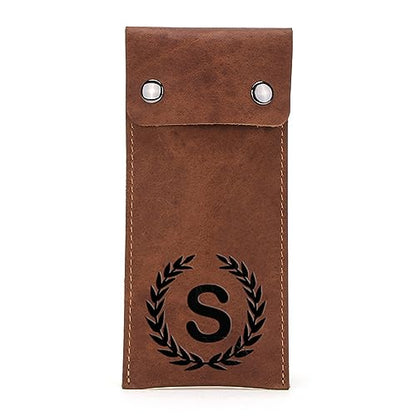 Personalized Custom Genuine Leather Watch Case,Simple Watch Bracelet Storage Bag,Portable Travel Watch Pouch (01 Brown) - color: 01 Brown