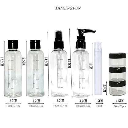 Clear Toiletry Bag with Travel Bottles 100ml Set,TSA Approved Travel Makeup Cosmetic Bag for Women Men Refillable Containers Travel Size Toiletries Bottles Kit for Liquids Shampoo Conditioner Lotion,