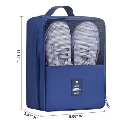 Travel Shoe Bag Holds 3 Pair of Shoes, Hezelf Shoe Storage Pouch for Travel and Daily Use, Travel Suitcase Shoe Organizer, Waterproof - size: Dark Blue