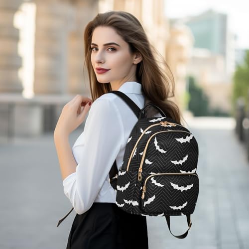 Women Fashion Backpack Purse Casual Lightweight Travel Shoulder Bag Halloween Bat Gothic Rucksack Ladies Bag, Medium - color: Halloween Bat Gothic, size: Medium