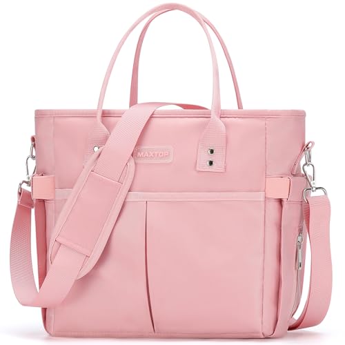 MAXTOP Lunch Bag Women for Work Insulated Thermal Lunch Box with Wide-Open Pocket Reusable Leakproof Cooler Bags with Removable Shoulder Strap for Teacher Nurse Office Picnic Travel Pink - color: Soft Pink, size: Large