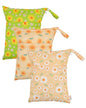 ALVA ALVABABY 3pcs Medium Cloth Diaper Wet Dry Bags Waterproof Reusable with Two Zippered Pockets Travel Beach Pool Daycare Soiled Baby Items Yoga Gym Bag for Swimsuits or Wet Clothes 3L-ZM46 - color: Sunny Daisy Party Series