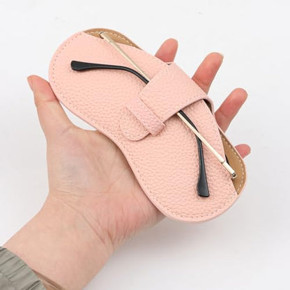 Leather Glasses Case, Portable Lightweight Soft Eyeglass Case, Travel Sunglasses Protective Case for Women Men - color: Pink
