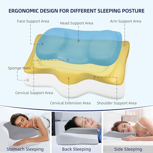 ABLEGRID Dual-Layer Memory Foam Cervical Neck Support Pillow,Contour Cooling Gel Pillow for Neck Shoulder Pain Relief,Ergonomic Orthopedic Adjustable Deep Sleep Bed Pillow for Side,Back,Stomach Sleep