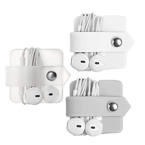 Cord Organizer Earbuds Holder Earphone Wrap Earphones Organizer Headset Headphone Earphone Wrap Winder Cord Manager Cable Winder Set of 3 - color: White+Transparent+Light Grey