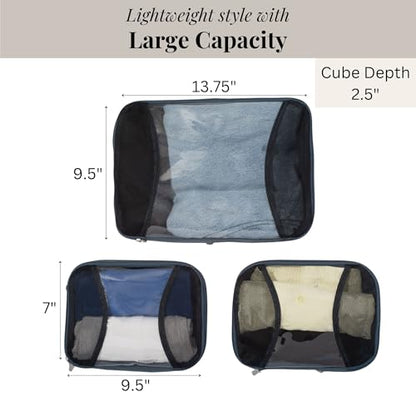 Baggallini Compression Cube 3-piece set - Lightweight Compression Packing Cubes for Travel - color: MIST