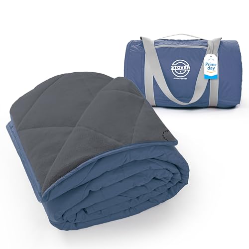STOVER Large Waterproof Outdoor Stadium Blanket - Extra Thick Soft Fleece Camping Blanket for Travel, Picnics, Sports, Dogs - 79"x55", Warm, Windproof, Sand-Proof, Lightweight, Packable (Stadium Blue) - color: 01 - Stadium Blue
