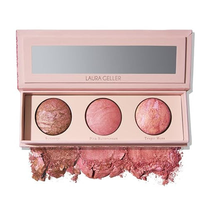LAURA GELLER NEW YORK Geller's Greatest Blush Crush Baked Blush Trio - Sunswept, Pink Buttercream, Tropic Hues - Blush-n-Brighten Marbleized Blush Palette - All Skin Tones - color: Blush Trio