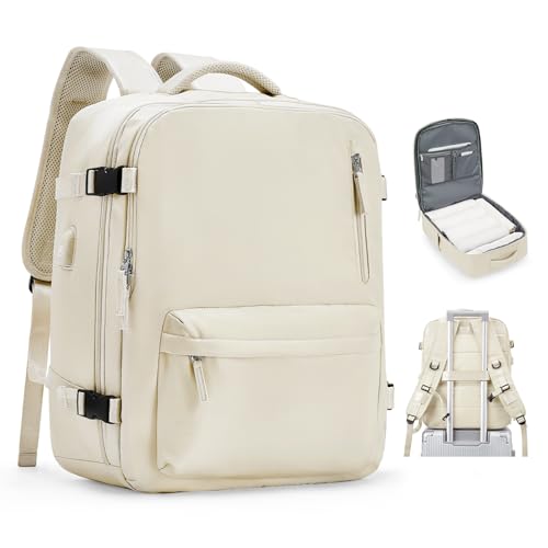 VGCUB Lightweight Travel Backpack for Women Men,Carry on Backpack Flight Approved Luggage,Water Resistant Laptop College Work Backpack Personal Item Daypack Bookbag Mochila de Viaje,Beige - color: Beige, style: X-large