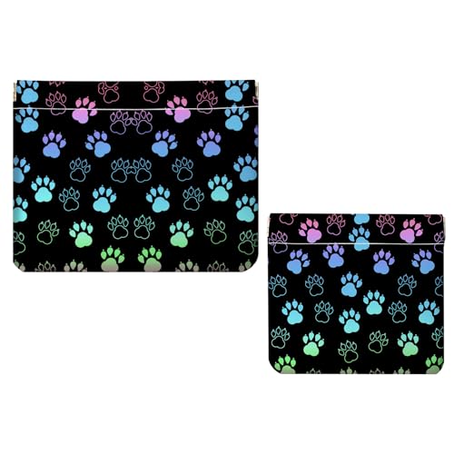 2 PCS PU Leather Small Makeup Bag Set for Purse,No Zipper Self-closing Cosmetic Bag, Portable Coin Purse Lipstick Accessories Organizer Travel Toiletry Storage Pouch for Women,Dog paw print - color: Dog paw print