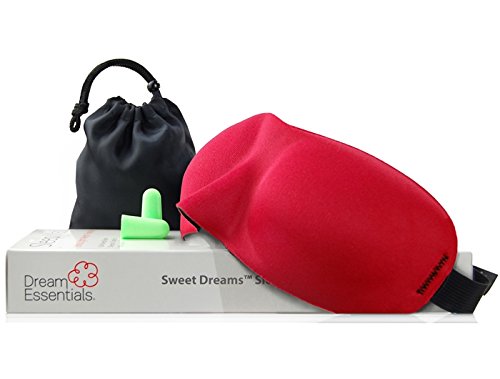 Wild Essentials Sweet Dreams Contoured Sleep Mask Kit with Travel Pouch and Earplugs Set ~ Red - color: Red