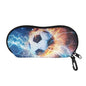 AFPANQZ Glasses Case with Carabiner Hanging Portable Neoprene Zipper Sunglasses Case Soft Lightweight - color: Flame Lightning Football