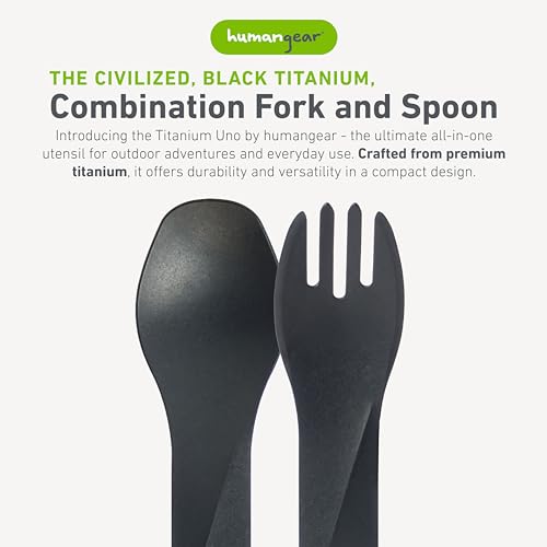 humangear GoBites Uno | Travel & Camping Utensils | Portable & Convertible Dining Ware | Multi-Functional Spork, Black Titanium - color: Black Titanium