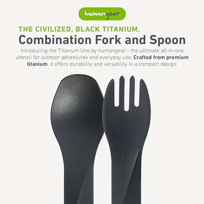 humangear GoBites Uno | Travel & Camping Utensils | Portable & Convertible Dining Ware | Multi-Functional Spork, Black Titanium - color: Black Titanium