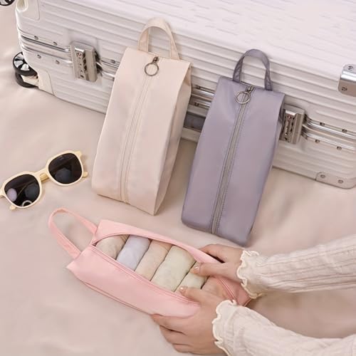 Travel Underwear Organizer Bag with Handle, Portable Zippered Pouch for Lingerie, Socks, and Accessories (Pink) - color: Pink