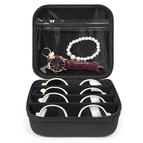 Travel Sunglasses Organizer Cases, Adjustable Slots Eyeglasses Case for Multiple Pairs, Portable Storage Box for Women - size: 4 Slots