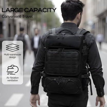 Tactical Backpack for Men, 35L Travel Military Backpack with Shoe Compartment, 1000D Water Resistant Molle Army Tactical Gear Assault Pack Bag Rucksack for Outdoor Survival Hiking Gym, Black - color: Black 35l