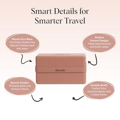 Kitsch Shampoo & Conditioner Sampler Set with 4-Compartment Travel Soap Case – 2-Piece Hair Care Bundle