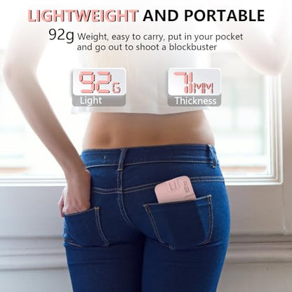 BANSINE LED Phone Light - USB-Rechargeable Portable Photo Light with 97+ CRI, Up to 6500K Color Temperature for Selfie, Zoom Conference, Video, Makeup and Live Stream - color: Pink