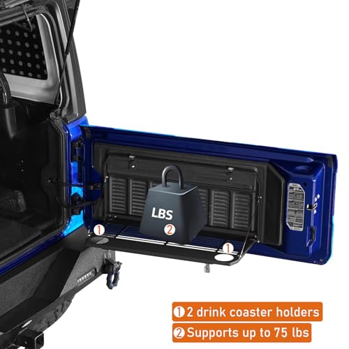 Hooke Road Wrangler JL Tailgate Table Overland Camping Desk for 2018-2026 Jeep Wrangler JL JLU, Outdoor Accessories Trunk Organizer Storage Rack