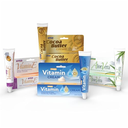 Natureplex Vitamin Cream Bundle – Includes Aloe Vera, Vitamin E, Vitamin A&D, and Cocoa Butter Creams (6 Each) – Everyday Skin Care Cream Set for Home, Work & Travel - 24 Travel Size Tubes