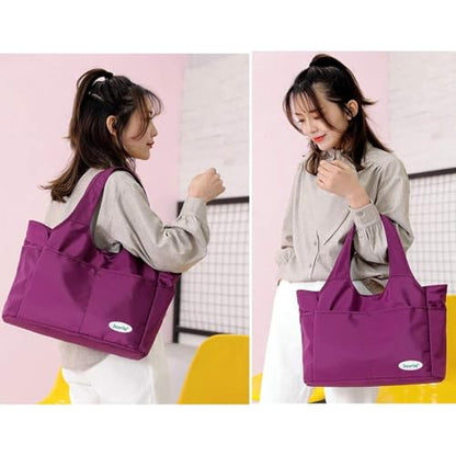 Extra Large Insulated Lunch Tote Bag for Women Men, Leakproof Cooler Lunch Box Shoulder Purse with Side Pockets for Work - Purple - color: Purple