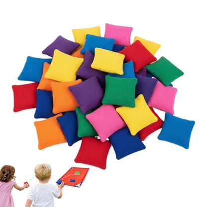 Mini Tossing Bean Bags - High Density Seam Stitchs, Bright Multi Colour Handheld Set, Portable Throwing Competition Prop, Compact Travel Friendly Geometry | Play Kit for Families & Schools