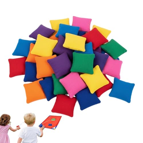 Mini Tossing Bean Bags - High Density Seam Stitchs, Bright Multi Colour Handheld Set, Portable Throwing Competition Prop, Compact Travel Friendly Geometry | Play Kit for Families & Schools
