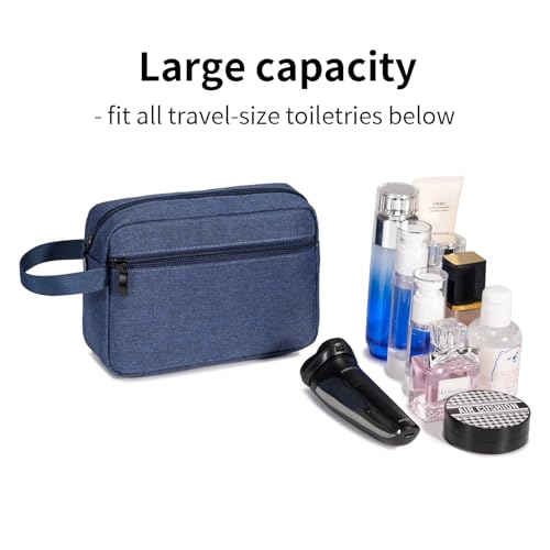 Travel Hanging Toiletry Bag with Carry Handle - Water-Resistant Small Cosmetic Organizer for Men & Women, Makeup, Shaving Kit, Gym & Travel Essentials (Blue) - color: Blue