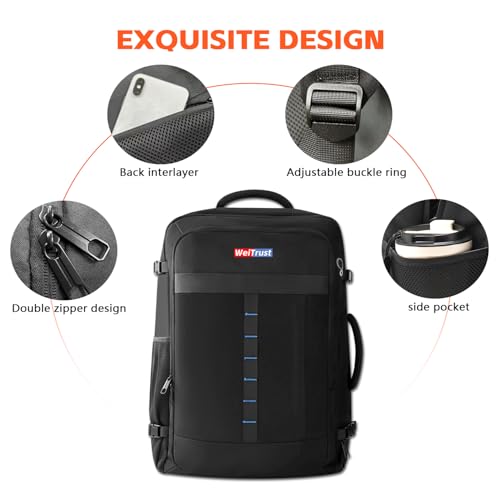 Travel Laptop Backpack, 50-60L Large Expandable Suitcase-Style Backpack for Business & Daily Travel, Carry-On Friendly with Side Water Bottle Pockets, Fits 18-Inch Laptops