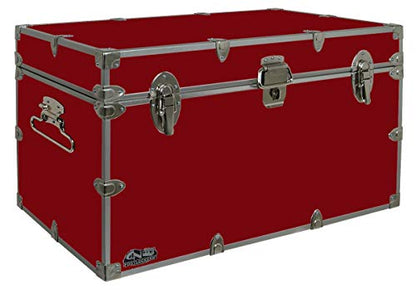 C&N Footlockers - XL Graduate Storage Trunk - Made in the USA - STEEL Footlocker for College Dorm Room & Summer Camp - 32 x 18 x 18.5 Inches (Red) - color: Red