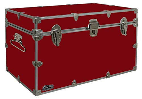 C&N Footlockers - XL Graduate Storage Trunk - Made in the USA - STEEL Footlocker for College Dorm Room & Summer Camp - 32 x 18 x 18.5 Inches (Red) - color: Red