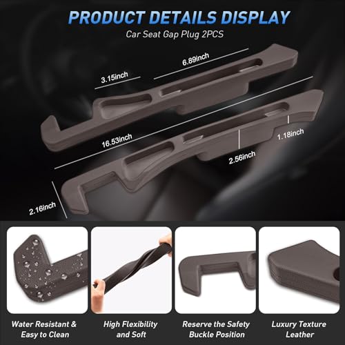 Car Seat Gap Filler 2Pack, Inserts Between Seats Console with Organizer Storage Upgraded Phone Holder Car Side Seat Gap Fillers Cars Front Seats Fill Plug Car Essentials for Vehicle SUV Truck (Brown) - color: Brown