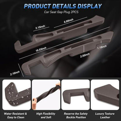Car Seat Gap Filler 2Pack, Inserts Between Seats Console with Organizer Storage Upgraded Phone Holder Car Side Seat Gap Fillers Cars Front Seats Fill Plug Car Essentials for Vehicle SUV Truck (Brown) - color: Brown