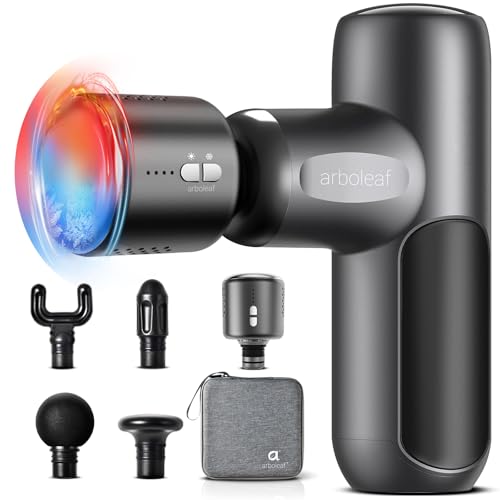 arboleaf Mini Thermacool Massage Gun, Heat and Cool Muscle Massager for Back Pain Relief, Hot Cold Percussion Massage, Heated Travel Massager Handheld Quiet, Gifts for Him Her - color: Midnight Gray
