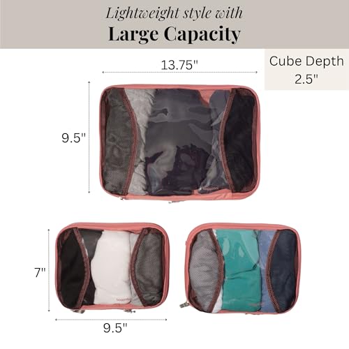 Baggallini Compression Cube 3-piece set - Lightweight Compression Packing Cubes for Travel - color: Terracotta
