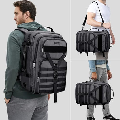 WITZMAN Carry On Travel Backpack for Men Large Convertible 45L Fit 17 Inch Laptop Backpack 3 in 1 Bag for Airline Approved(B688 Silvery Grey) - color: Silvery Grey
