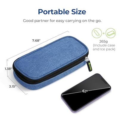 AUVON Insulin Pen Cooler Travel Case with 2 * 90g TSA Approved Ice Packs, Diabetic Medication Insulated Cooling Bag for Insulin Pens and Diabetic Supplies Storage, Compact for Daily Life and Trips - color: Blue
