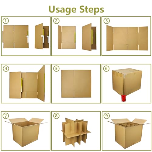 3 Sets Moving Boxes with Divider Kits,16 x 12 x 13 Inch Glassware Dish Packing Box Kitchen Moving Box Corrugate Dividers with 72 Pcs Foam Pouches,1 Pcs tape rolls with dispenser(Two Layer) - style: 3 Sets-two layer-16x12x13in
