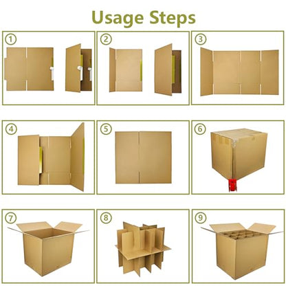 2 Sets Moving Boxes with Divider Kits,16 x 12 x 13 Inch Glassware Dish Packing Box Kitchen Moving Box Corrugate Dividers with 48 Pcs Foam Pouches,1 Pcs tape rolls with dispenser(Two Layer) - style: 2 Sets-two layer-16x12x13in