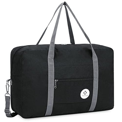 For Spirit Airlines Personal Item Bag Foldable Travel Duffel Bag Tote Carry on Luggage Duffle Overnight for Women and Men - color: 3112-Black