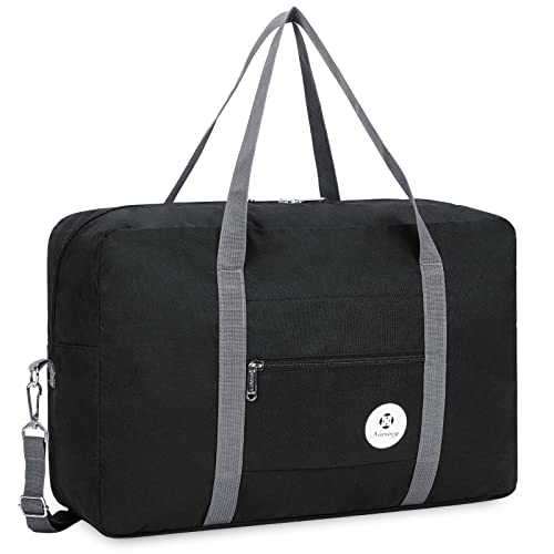 For Spirit Airlines Personal Item Bag Foldable Travel Duffel Bag Tote Carry on Luggage Duffle Overnight for Women and Men - color: 3112-Black