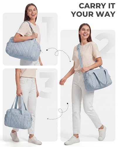 Percover Weekender Bag for Women, Ultra Lightweight Travel Duffle, Carry On Personal Item Overnight Bag with Toiletry Pouch & Compartments, Quilted Gym & Travel Bag, Slate Blue - color: Slate Blue