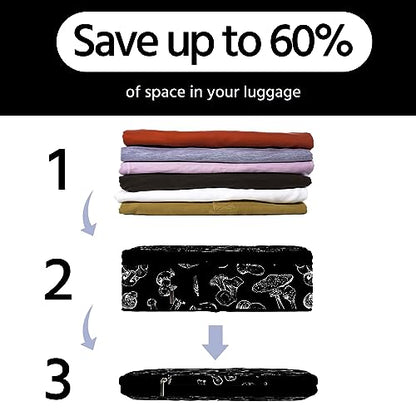 6 Pcs Compression Packing Cubes Waterproof Suitcase Travel Bag Luggage Backpack Organizer Travel Cubes for Packing-Black Mushroom - color: Black Mushroom